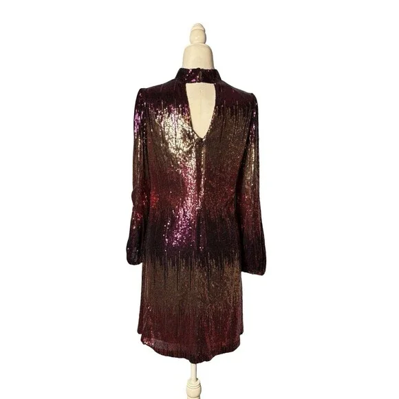 MAISON TARA SEQUIN SHIFT DRESS OMBRÉ METALLIC SZ 12 EUC! - Picture 4 of 6